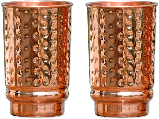 Professional title: "Set of 2 Hammered Pure Copper Tumblers, Unlined, Uncoated, and Lacquer-Free | 350 Ml (11.8 US Fl Oz) Copper Cups for Ayurvedic Health Benefits"